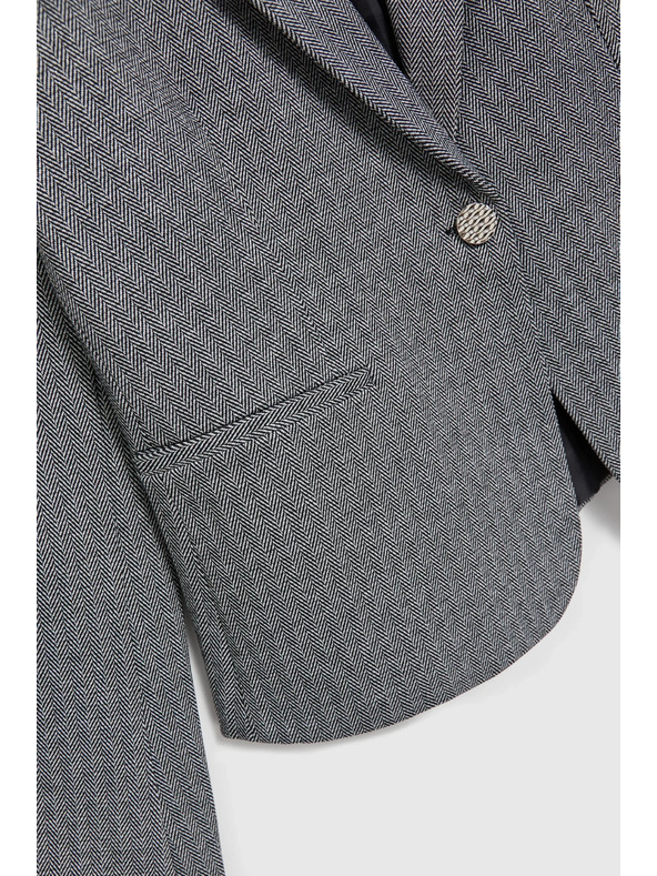 Moodo Egyoldalas elegáns hosszú ujjú szürke blézer Moodo