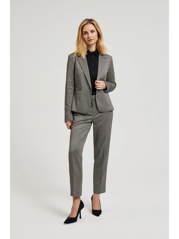 Moodo Egyoldalas bézsszínű pepita mintás blézer Moodo