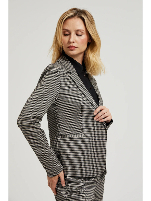 Moodo Egyoldalas bézsszínű pepita mintás blézer Moodo