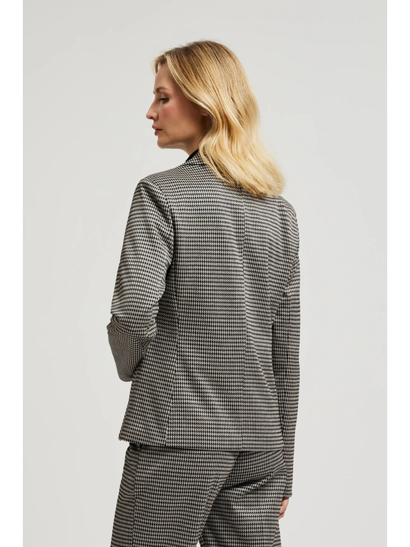 Moodo Egyoldalas bézsszínű pepita mintás blézer Moodo