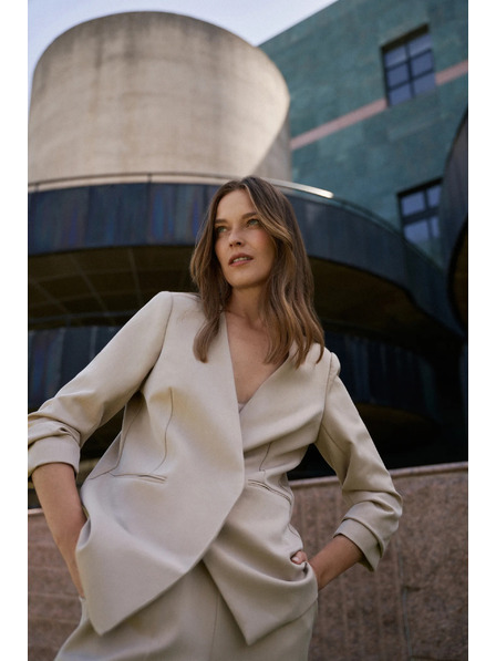 Moodo Zakó ráncolt 3/4-es ujjal bézs Moodo