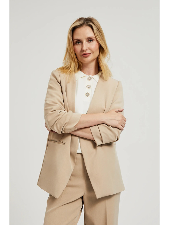 Moodo Zakó ráncolt 3/4-es ujjal bézs Moodo