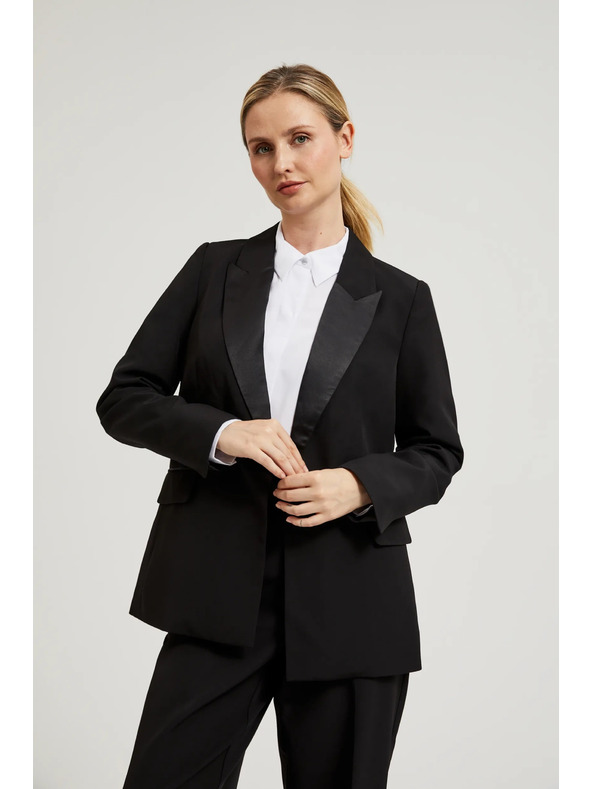 Moodo Elegáns fekete zakó díszes hajtókával Moodo