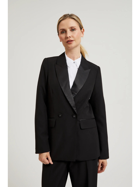 Moodo Elegáns fekete zakó díszes hajtókával Moodo