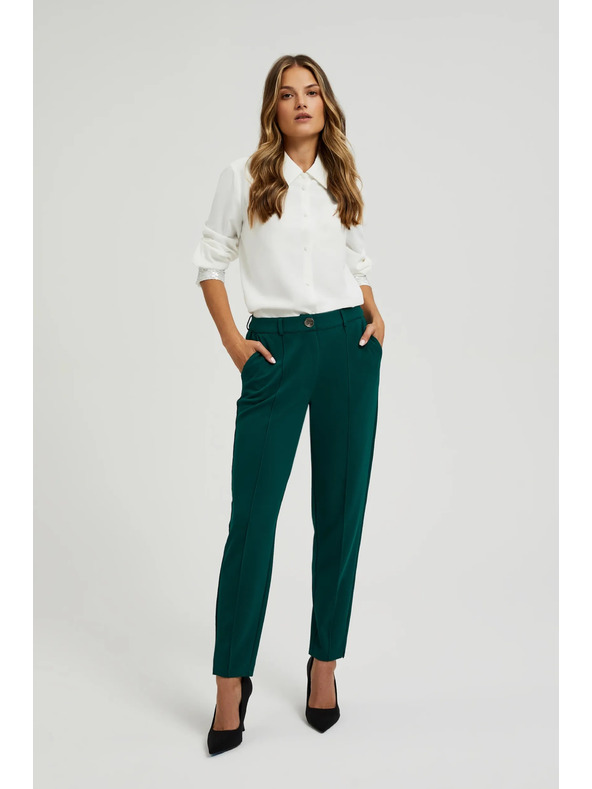 Moodo Zöld egyenes szárú kockás nadrág Moodo