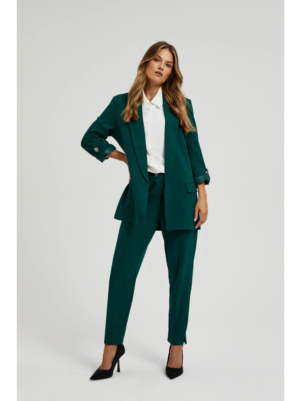 Moodo Zöld egyenes szárú kockás nadrág Moodo