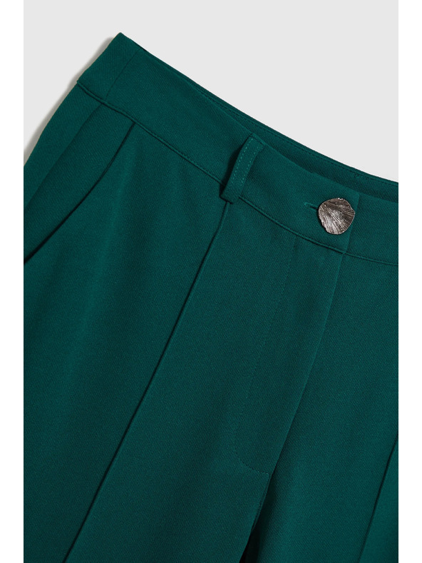 Moodo Zöld egyenes szárú kockás nadrág Moodo