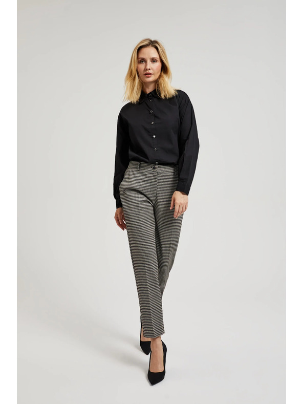 Moodo Elegáns bézs pepita mintás nadrág Moodo