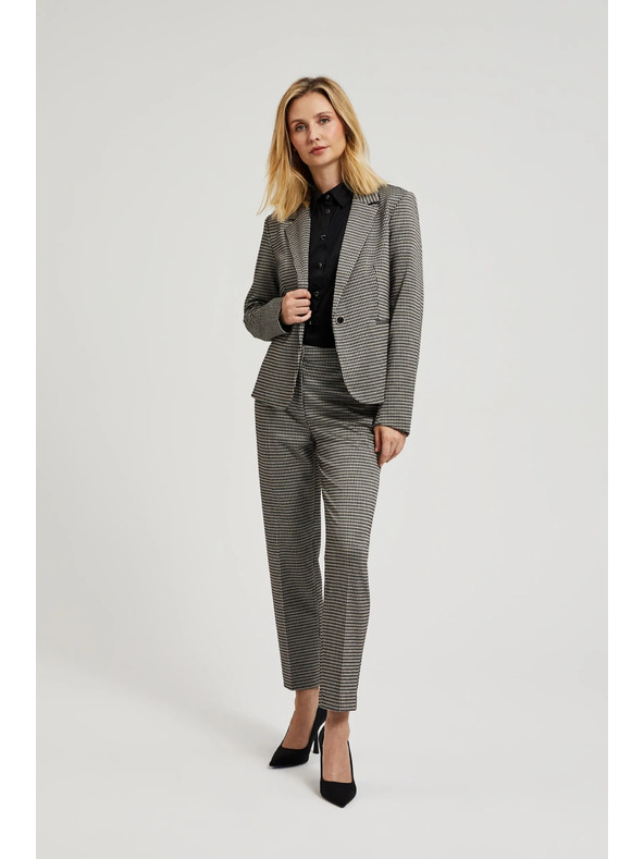 Moodo Elegáns bézs pepita mintás nadrág Moodo