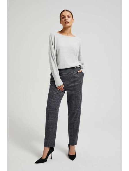 Moodo Szürke kockás egyenes szárú nadrág Moodo