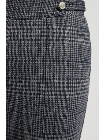 Moodo Szürke kockás egyenes szárú nadrág Moodo
