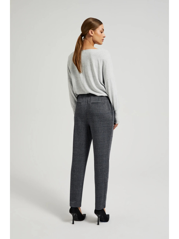 Moodo Szürke kockás egyenes szárú nadrág Moodo