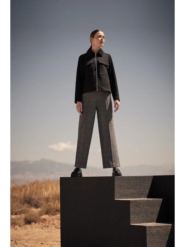 Moodo Szürke egyenes szárú kockás nadrág Moodo