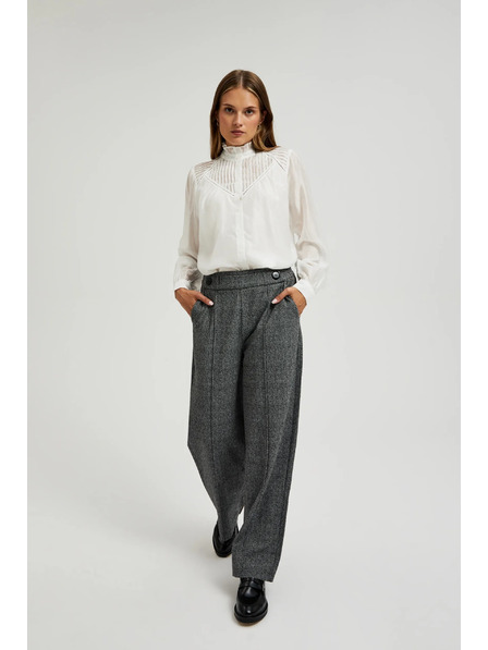 Moodo Szürke egyenes szárú kockás nadrág Moodo