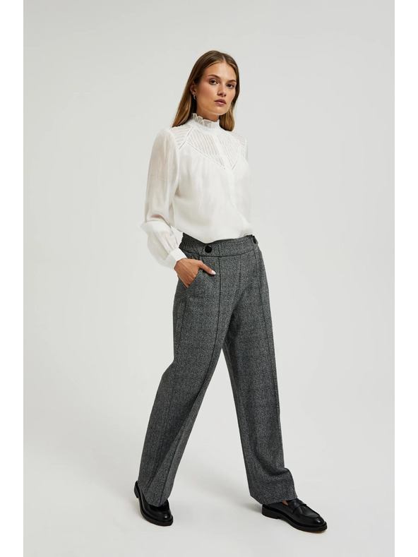 Moodo Szürke egyenes szárú kockás nadrág Moodo