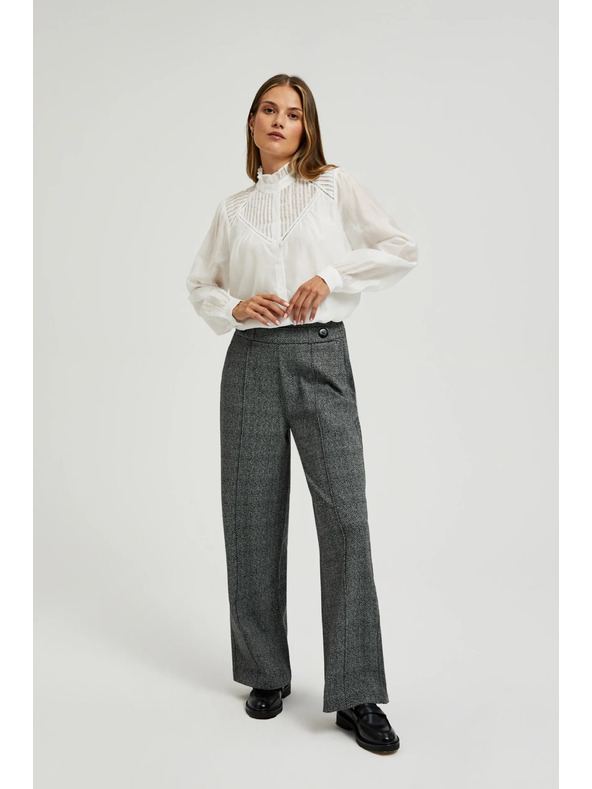 Moodo Szürke egyenes szárú kockás nadrág Moodo