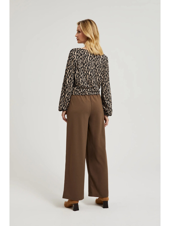 Moodo Bézs széles szárú gombos nadrág Moodo