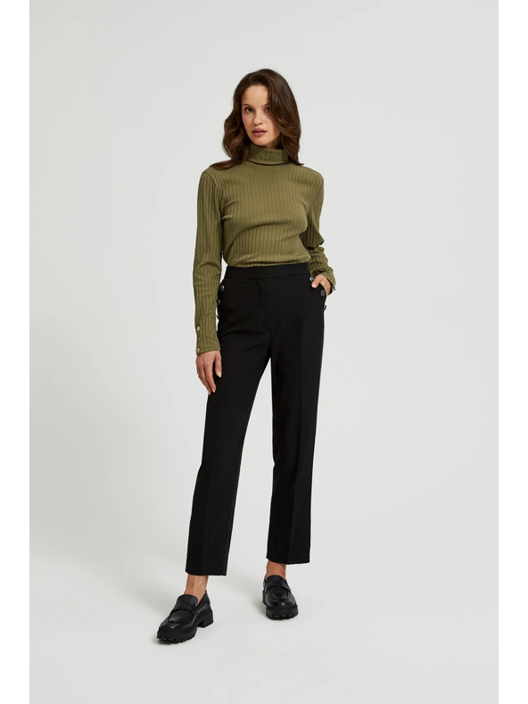 Moodo Fekete díszes gombos zsebes nadrág Moodo