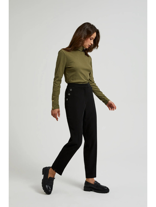 Moodo Fekete díszes gombos zsebes nadrág Moodo