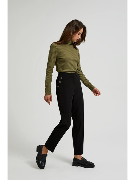 Moodo Fekete díszes gombos zsebes nadrág Moodo