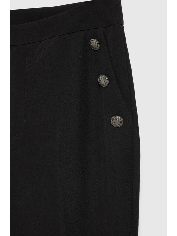 Moodo Fekete díszes gombos zsebes nadrág Moodo
