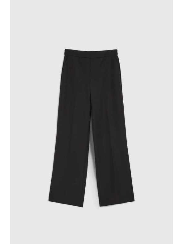 Moodo Elegáns fekete hajtásos nadrág Moodo