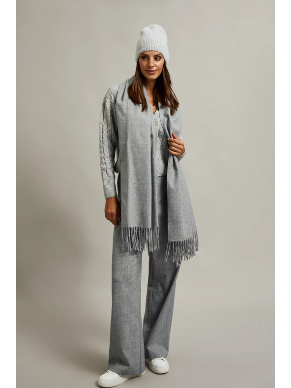 Moodo Sima világosszürke bojtos sál Moodo