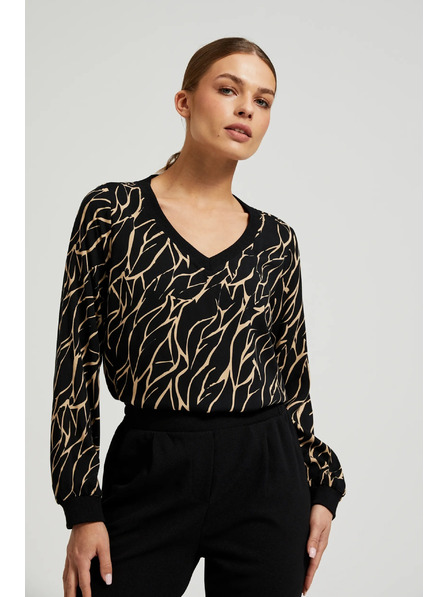 Moodo Viszkóz V-nyakú ing fekete Moodo