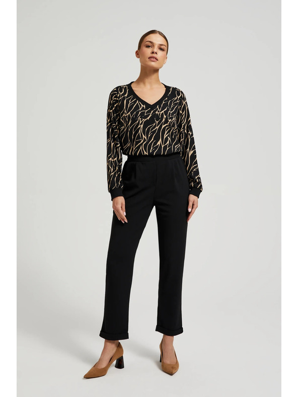 Moodo Viszkóz V-nyakú ing fekete Moodo