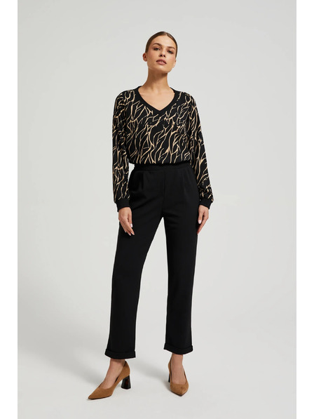 Moodo Viszkóz V-nyakú ing fekete Moodo