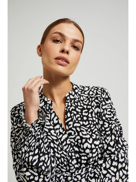 Moodo Fekete V-nyakú ing gallér nélkül Moood