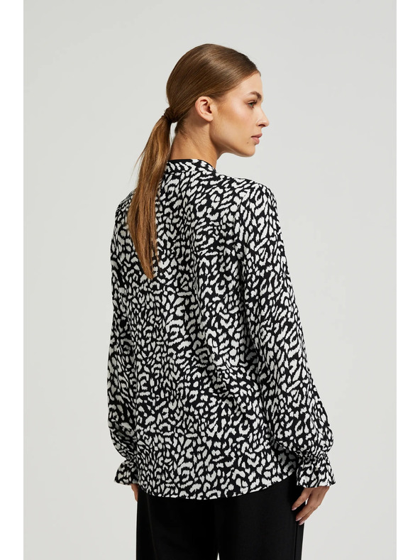 Moodo Fekete V-nyakú ing gallér nélkül Moood