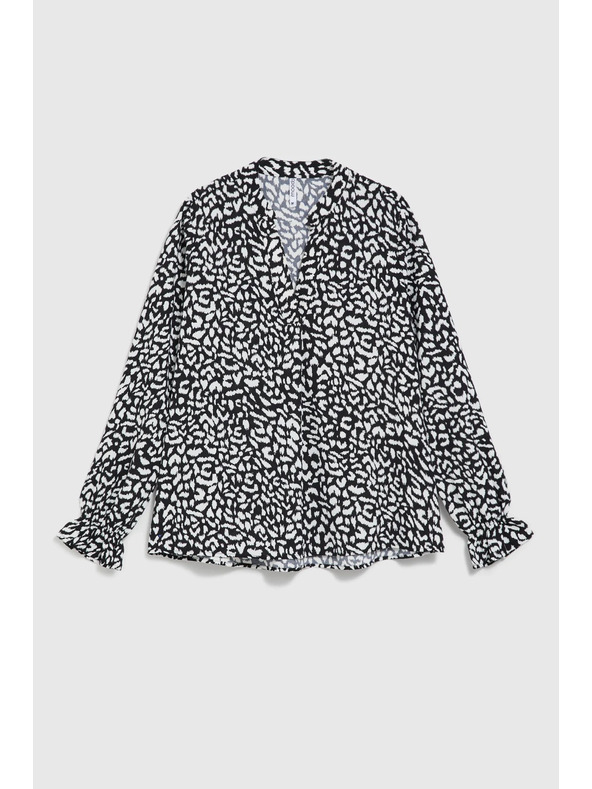 Moodo Fekete V-nyakú ing gallér nélkül Moood