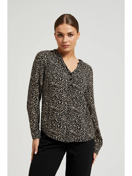 Moodo Mintás hosszú ujjú ing fekete Moodo