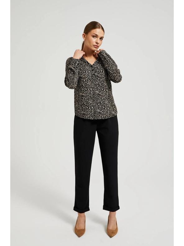 Moodo Mintás hosszú ujjú ing fekete Moodo