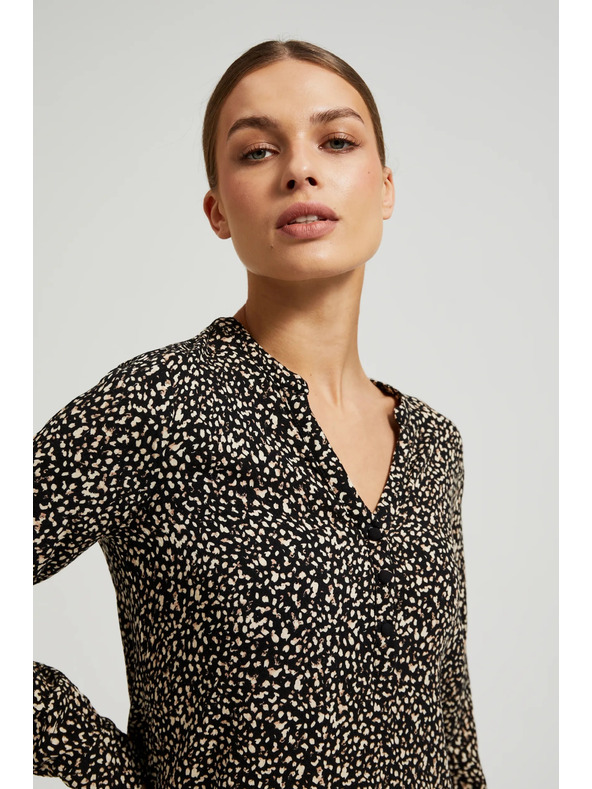 Moodo Mintás hosszú ujjú ing fekete Moodo