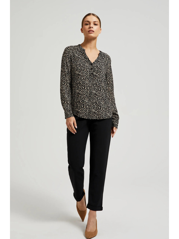 Moodo Mintás hosszú ujjú ing fekete Moodo