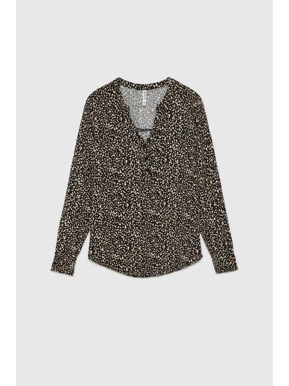 Moodo Mintás hosszú ujjú ing fekete Moodo