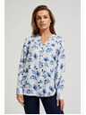 Moodo Fehér ing virágmintával és hosszú ujjakkal Moodo