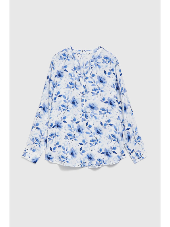 Moodo Fehér ing virágmintával és hosszú ujjakkal Moodo