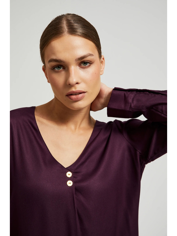 Moodo V-nyakú ing díszgombokkal lila Moodo