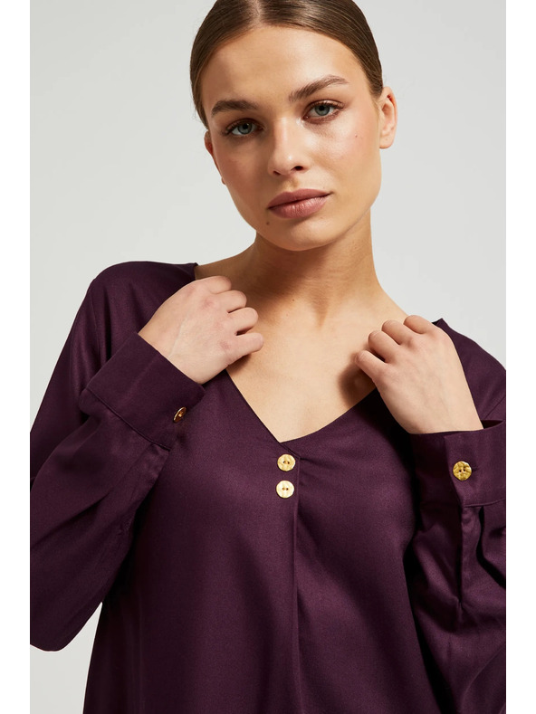 Moodo V-nyakú ing díszgombokkal lila Moodo