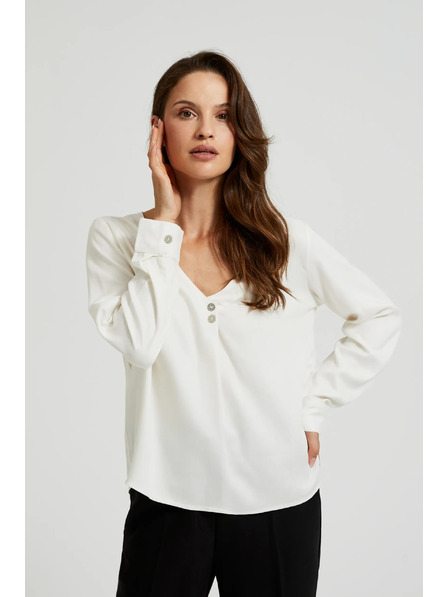 Moodo V-nyakú ing díszgombokkal fehér Moodo