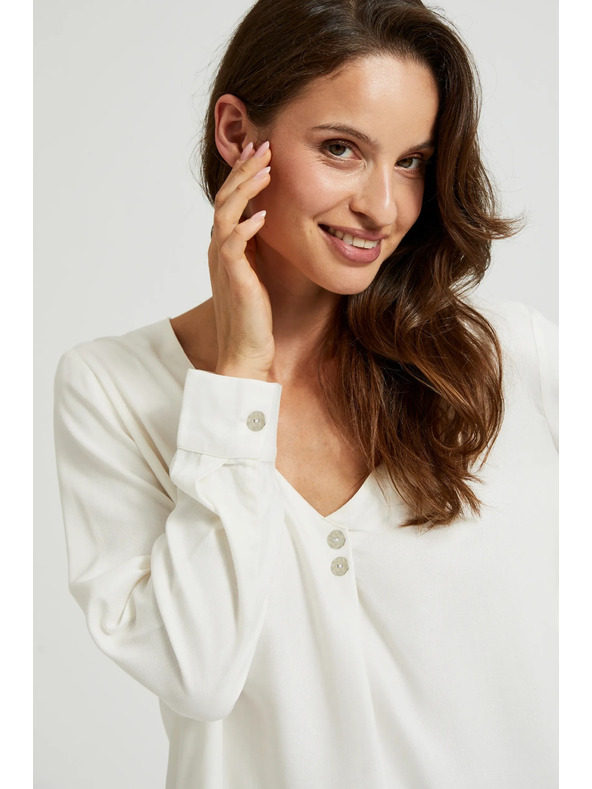 Moodo V-nyakú ing díszgombokkal fehér Moodo