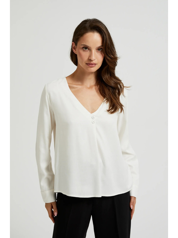 Moodo V-nyakú ing díszgombokkal fehér Moodo