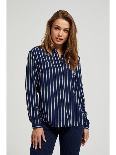 Moodo Sötétkék csíkos ing zsebekkel Moodo