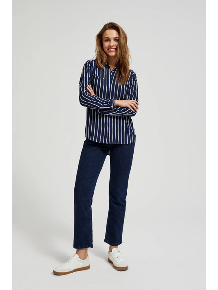 Moodo Sötétkék csíkos ing zsebekkel Moodo