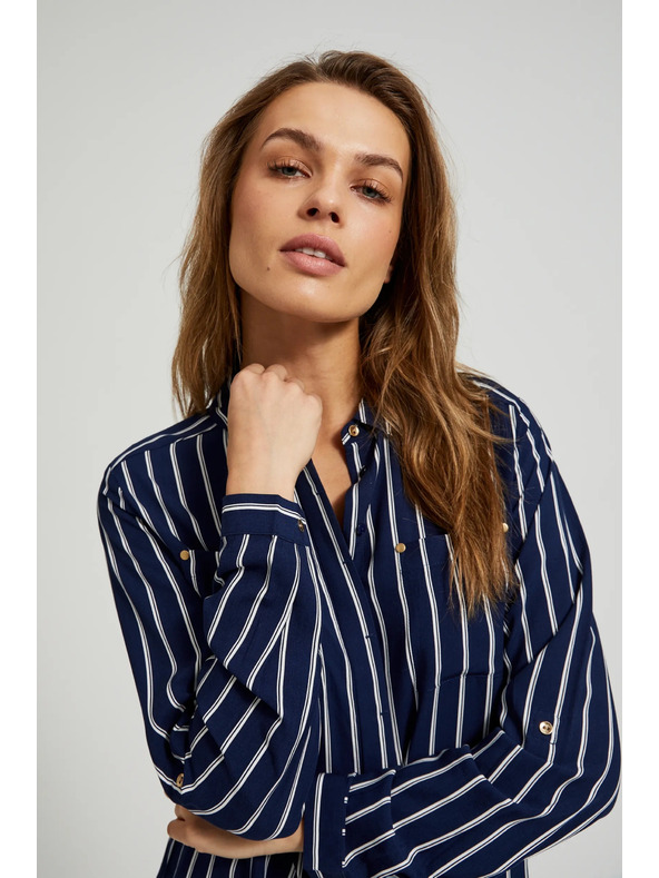 Moodo Sötétkék csíkos ing zsebekkel Moodo