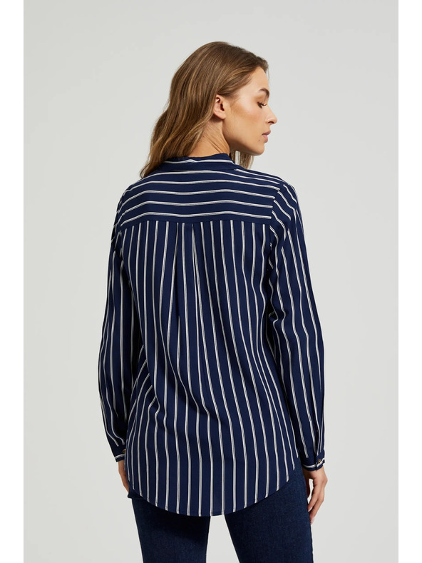 Moodo Sötétkék csíkos ing zsebekkel Moodo