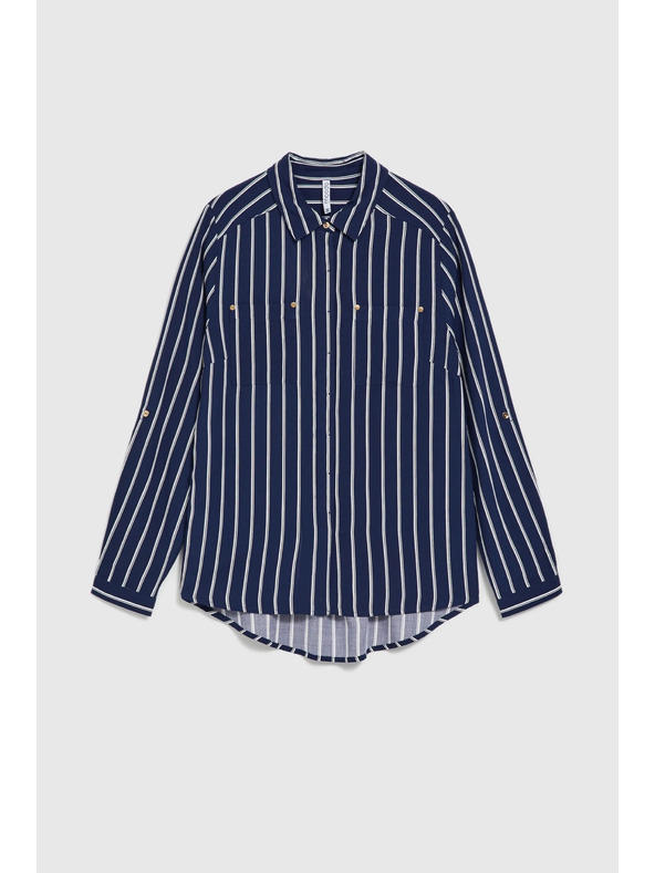 Moodo Sötétkék csíkos ing zsebekkel Moodo
